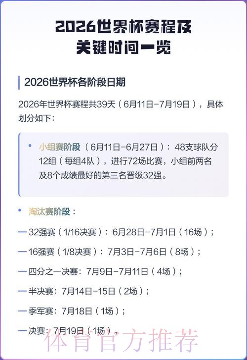 2026世界杯赛程公布具体时间揭晓